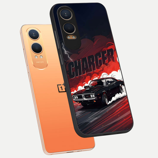  Dark Charger Fury phone case For Oneplus Nord CE4 Lite showing premium glass back cover with detailed artwork