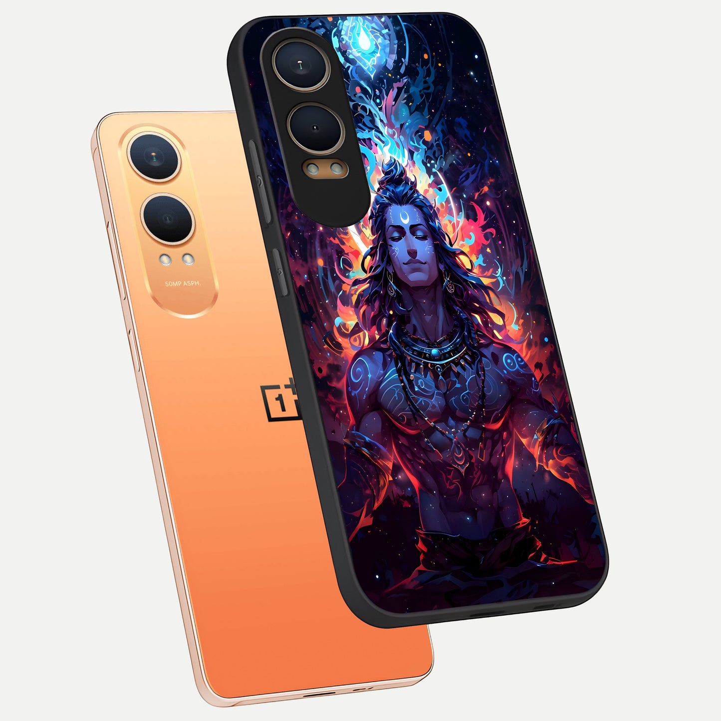  Divine Fire Shiv phone case For Oneplus Nord CE4 Lite showing premium glass back cover with detailed artwork