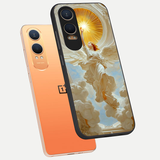  Divine Light Angel phone case For Oneplus Nord CE4 Lite showing premium glass back cover with detailed artwork