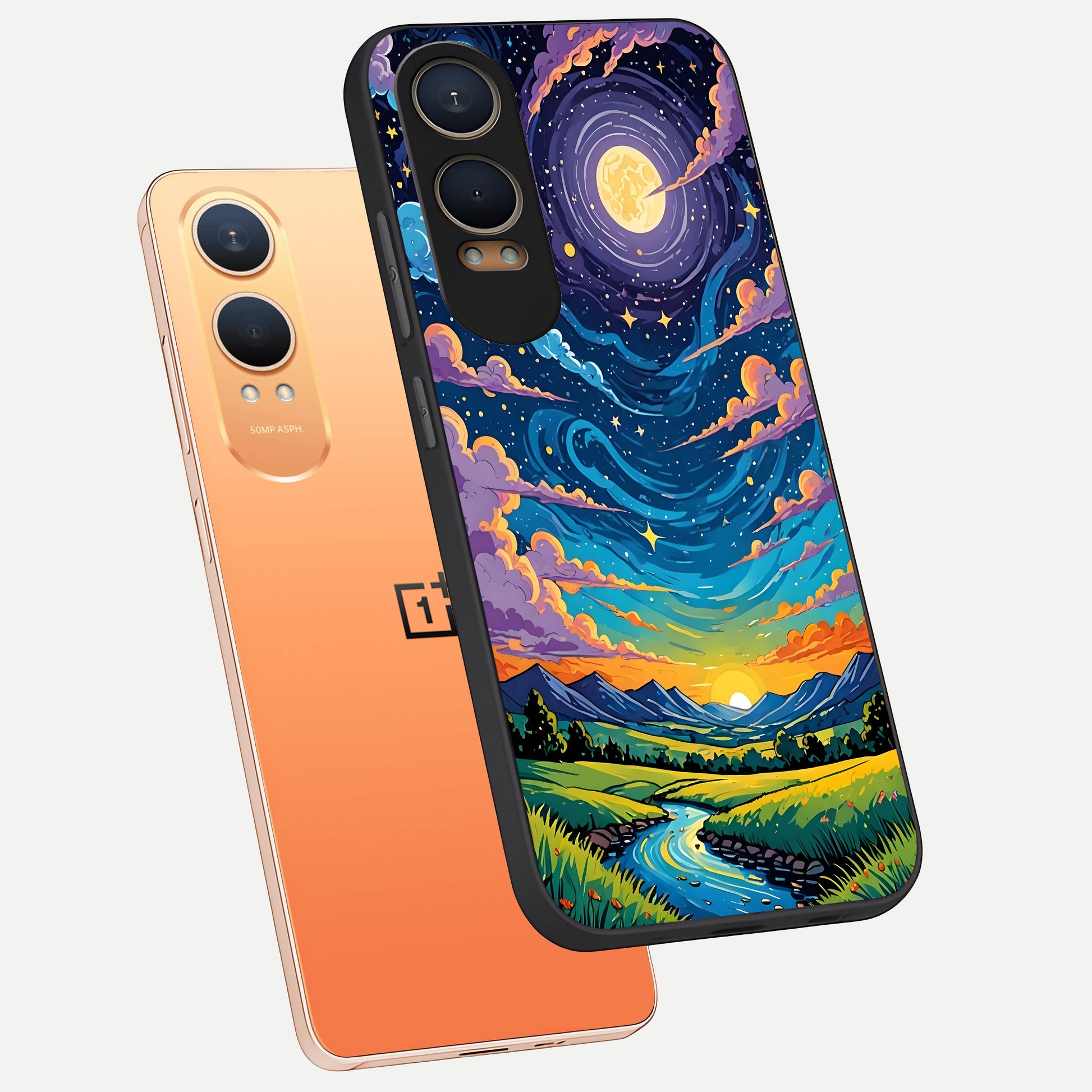  Dreamy Night Landscape phone case For Oneplus Nord CE4 Lite showing premium glass back cover with detailed artwork