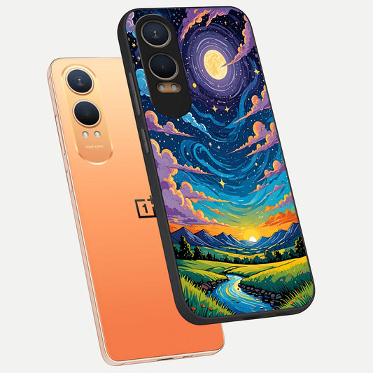  Dreamy Night Landscape phone case For Oneplus Nord CE4 Lite showing premium glass back cover with detailed artwork