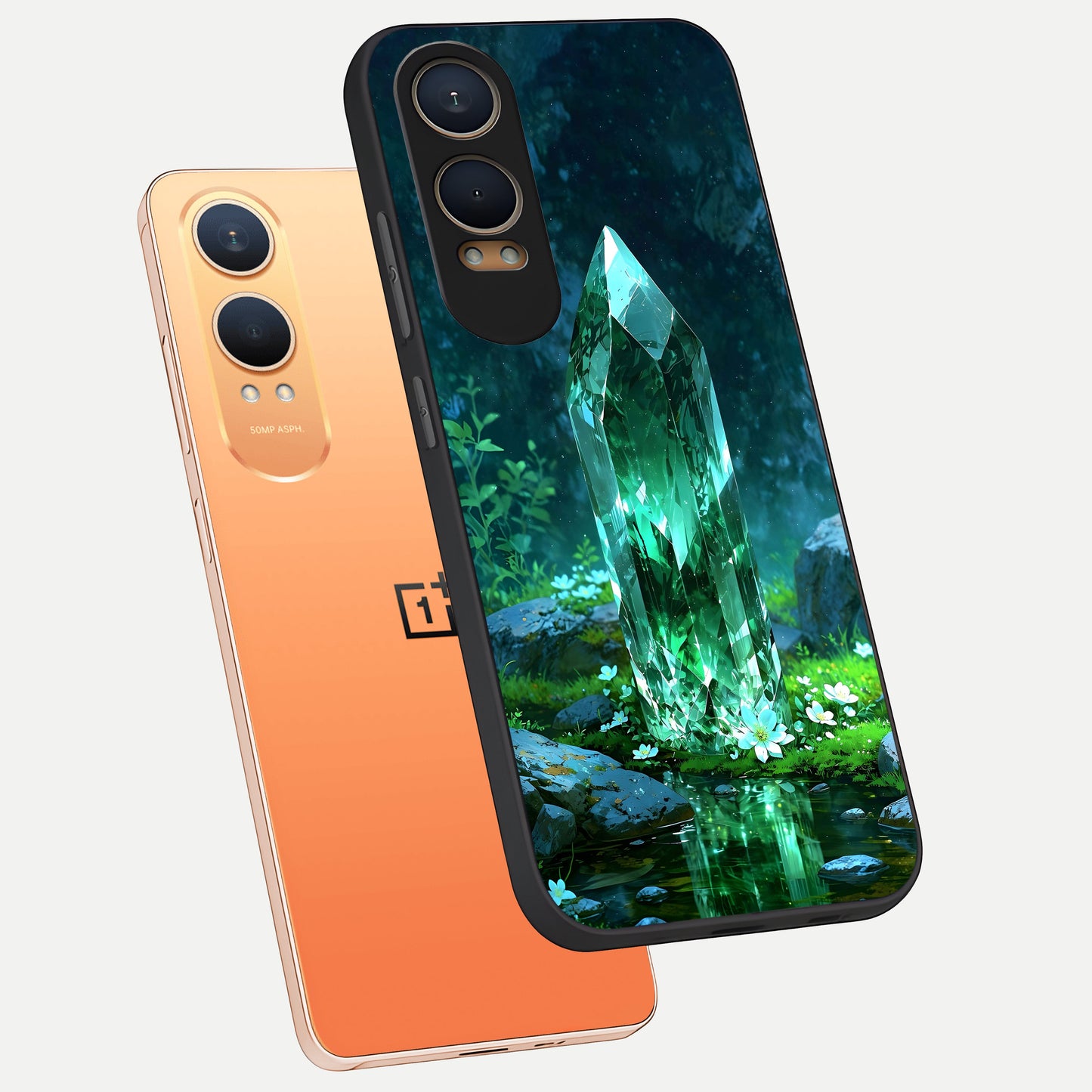  Emerald Light Crystal phone case For Oneplus Nord CE4 Lite showing premium glass back cover with detailed artwork