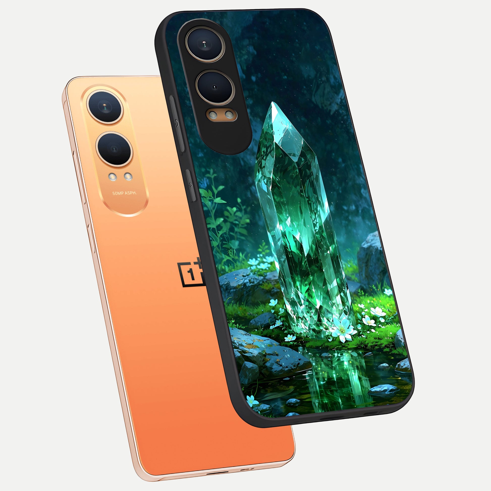  Emerald Light Crystal phone case For Oneplus Nord CE4 Lite showing premium glass back cover with detailed artwork