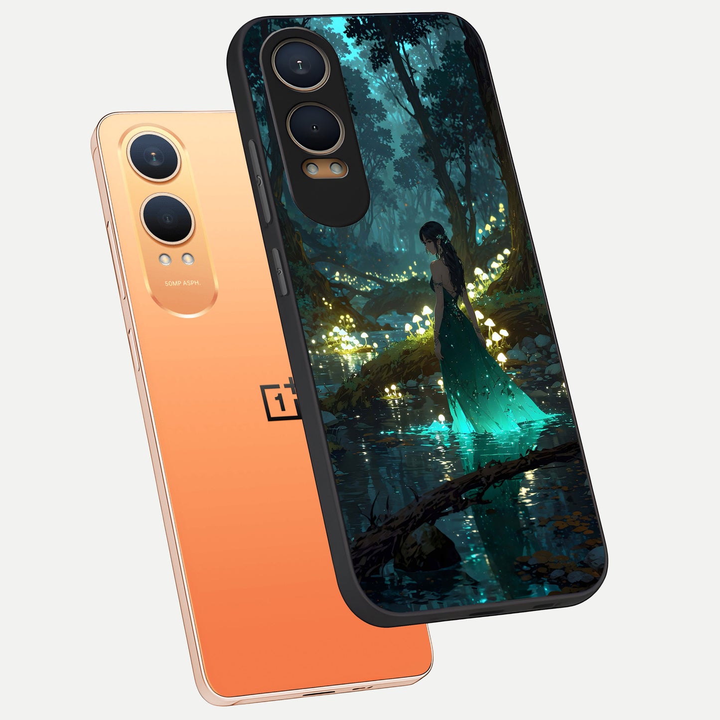  Enchanted Forest Glow phone case For Oneplus Nord CE4 Lite showing premium glass back cover with detailed artwork