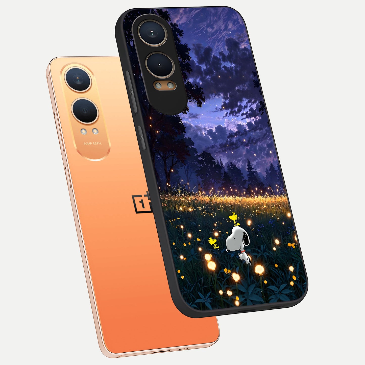  Firefly Meadow Magic phone case For Oneplus Nord CE4 Lite showing premium glass back cover with detailed artwork