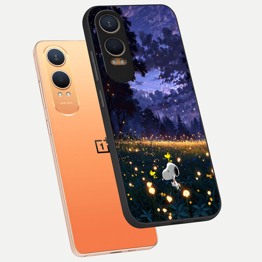  Firefly Meadow Magic phone case For Oneplus Nord CE4 Lite showing premium glass back cover with detailed artwork