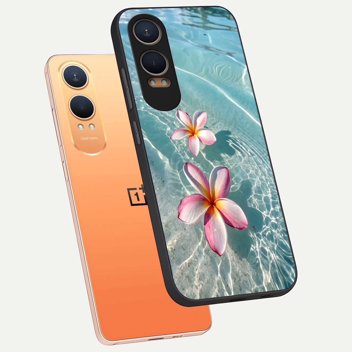  Floating Bloom Bliss phone case For Oneplus Nord CE4 Lite showing premium glass back cover with detailed artwork