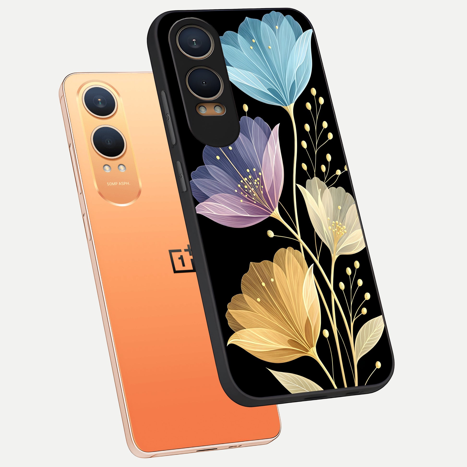  Flower Bloom Glow phone case For Oneplus Nord CE4 Lite showing premium glass back cover with detailed artwork