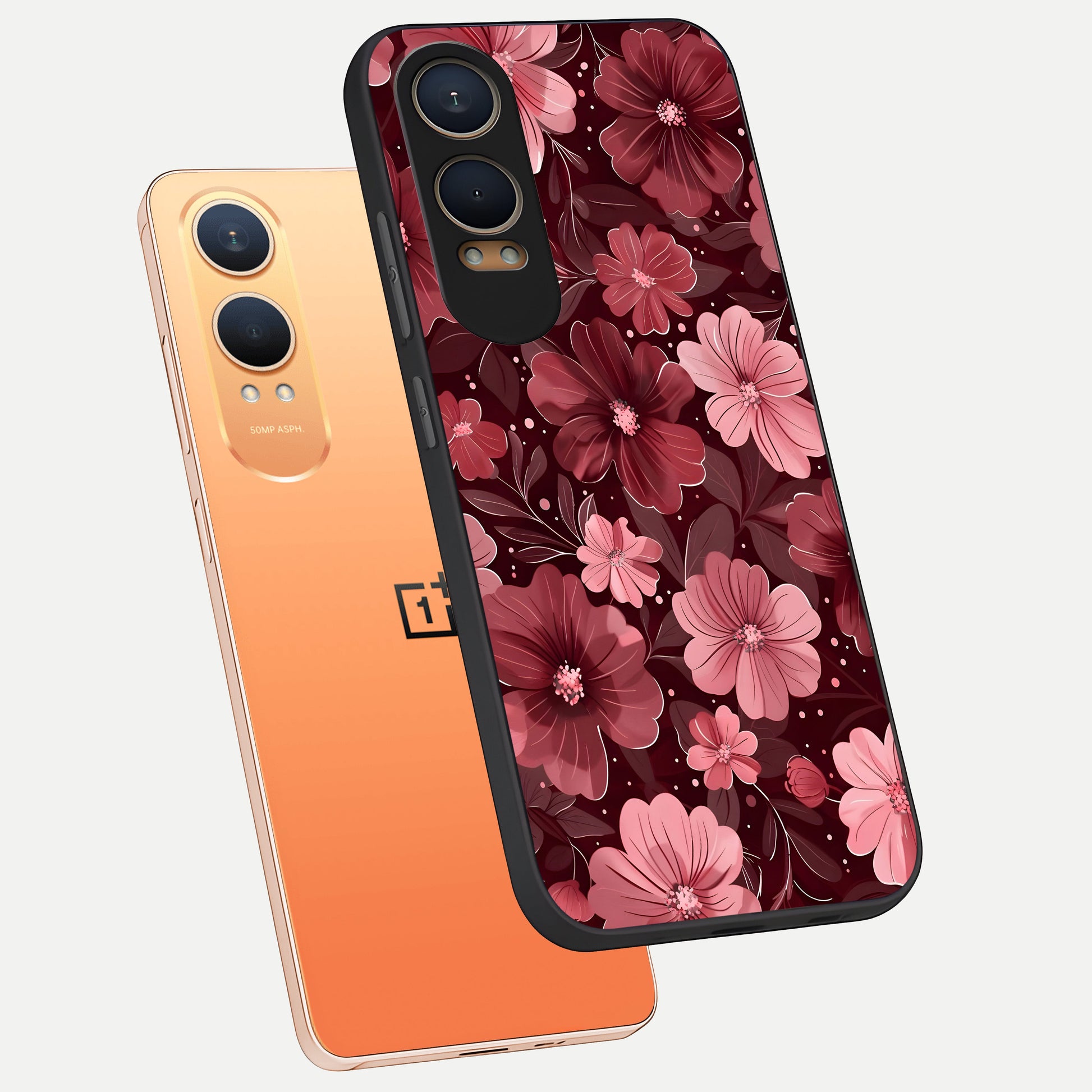  Flower Blush Bloom phone case For Oneplus Nord CE4 Lite showing premium glass back cover with detailed artwork