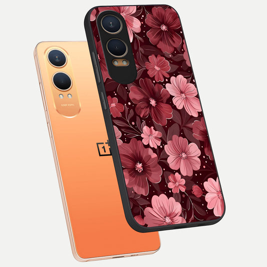  Flower Blush Bloom phone case For Oneplus Nord CE4 Lite showing premium glass back cover with detailed artwork