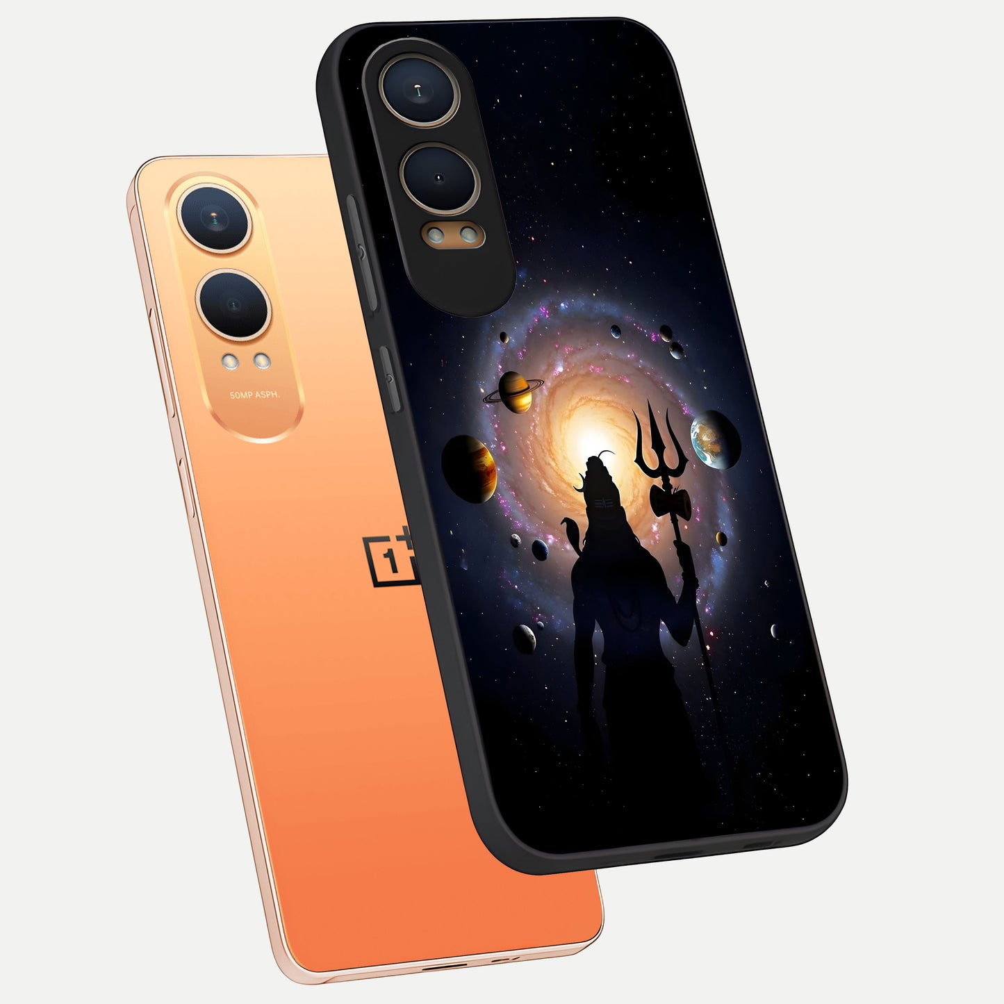  Galactic Shiva Vision phone case For Oneplus Nord CE4 Lite showing premium glass back cover with detailed artwork