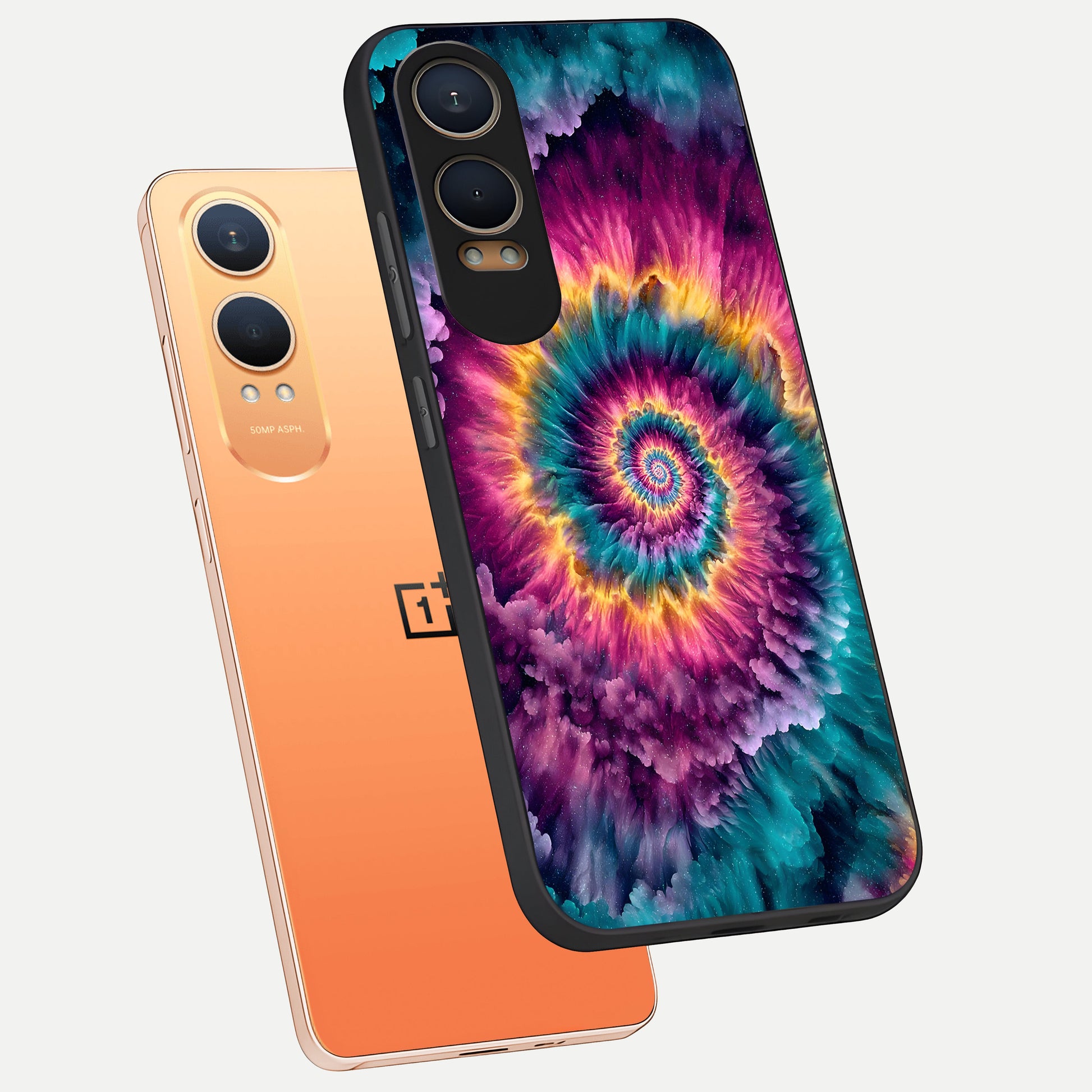  Galactic Spiral Burst phone case For Oneplus Nord CE4 Lite showing premium glass back cover with detailed artwork