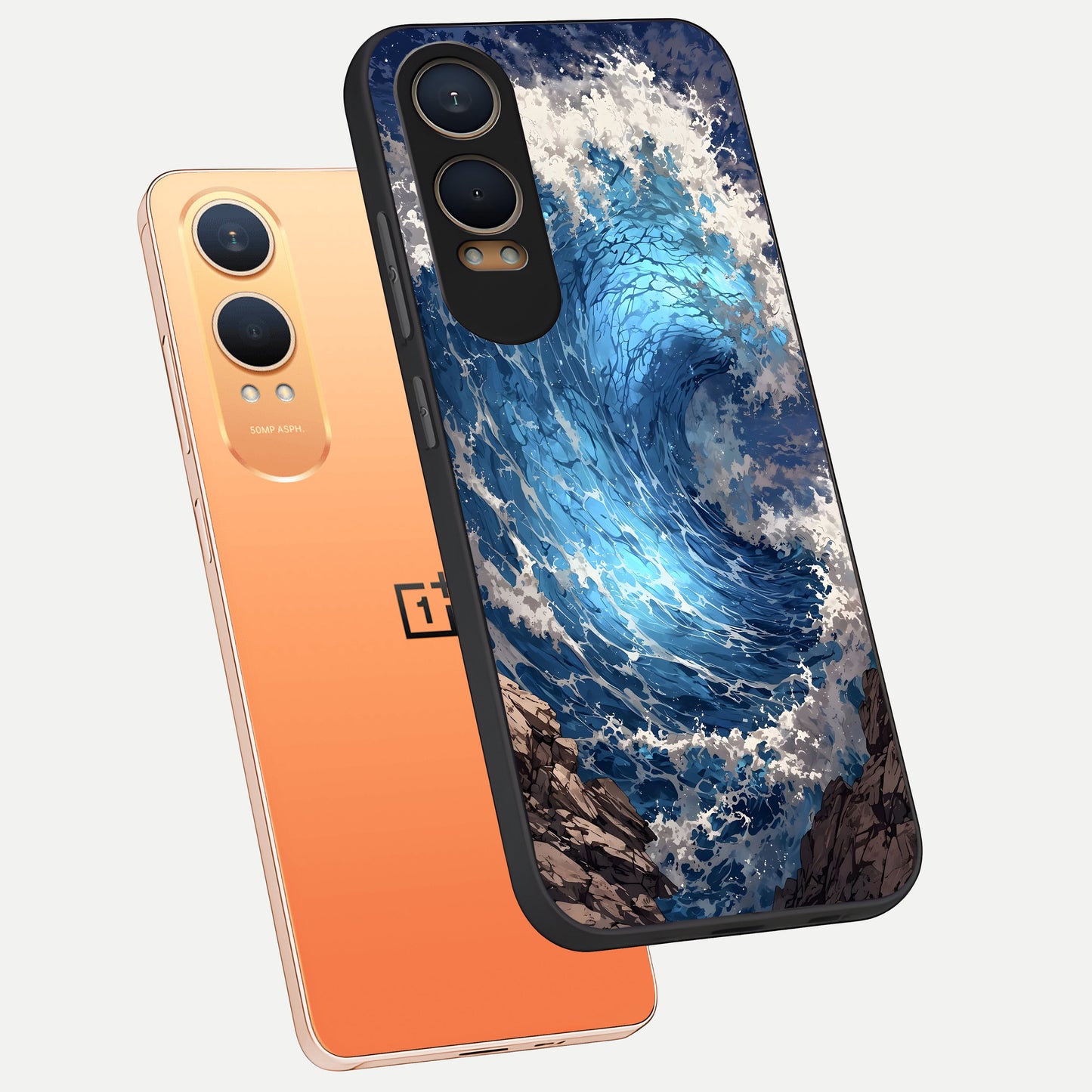  Giant Ocean Wave phone case For Oneplus Nord CE4 Lite showing premium glass back cover with detailed artwork