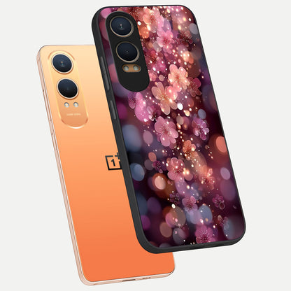  Glowing Petal Bliss phone case For Oneplus Nord CE4 Lite showing premium glass back cover with detailed artwork