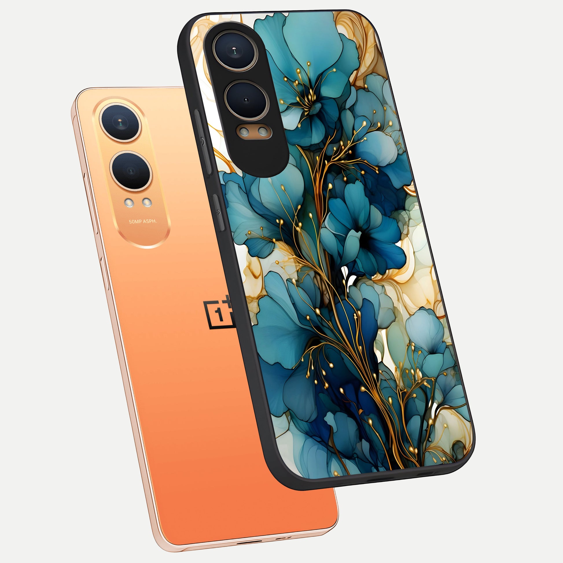  Golden Bloom Symphony phone case For Oneplus Nord CE4 Lite showing premium glass back cover with detailed artwork