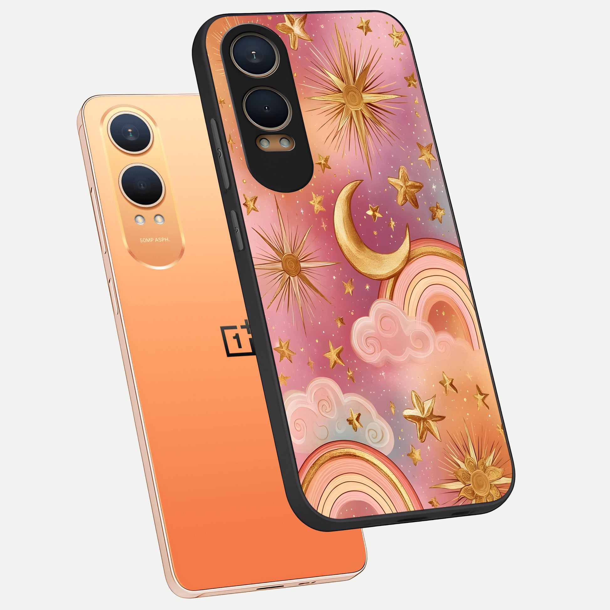  Golden Celestial Dreams phone case For Oneplus Nord CE4 Lite showing premium glass back cover with detailed artwork