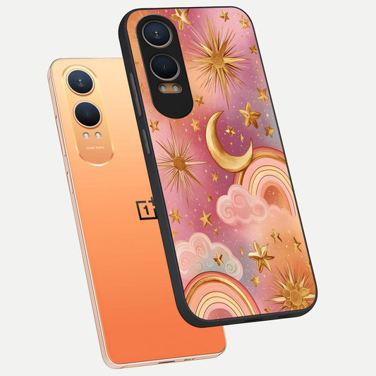  Golden Celestial Dreams phone case For Oneplus Nord CE4 Lite showing premium glass back cover with detailed artwork