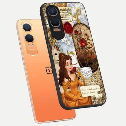  Golden Dream Belle phone case For Oneplus Nord CE4 Lite showing premium glass back cover with detailed artwork