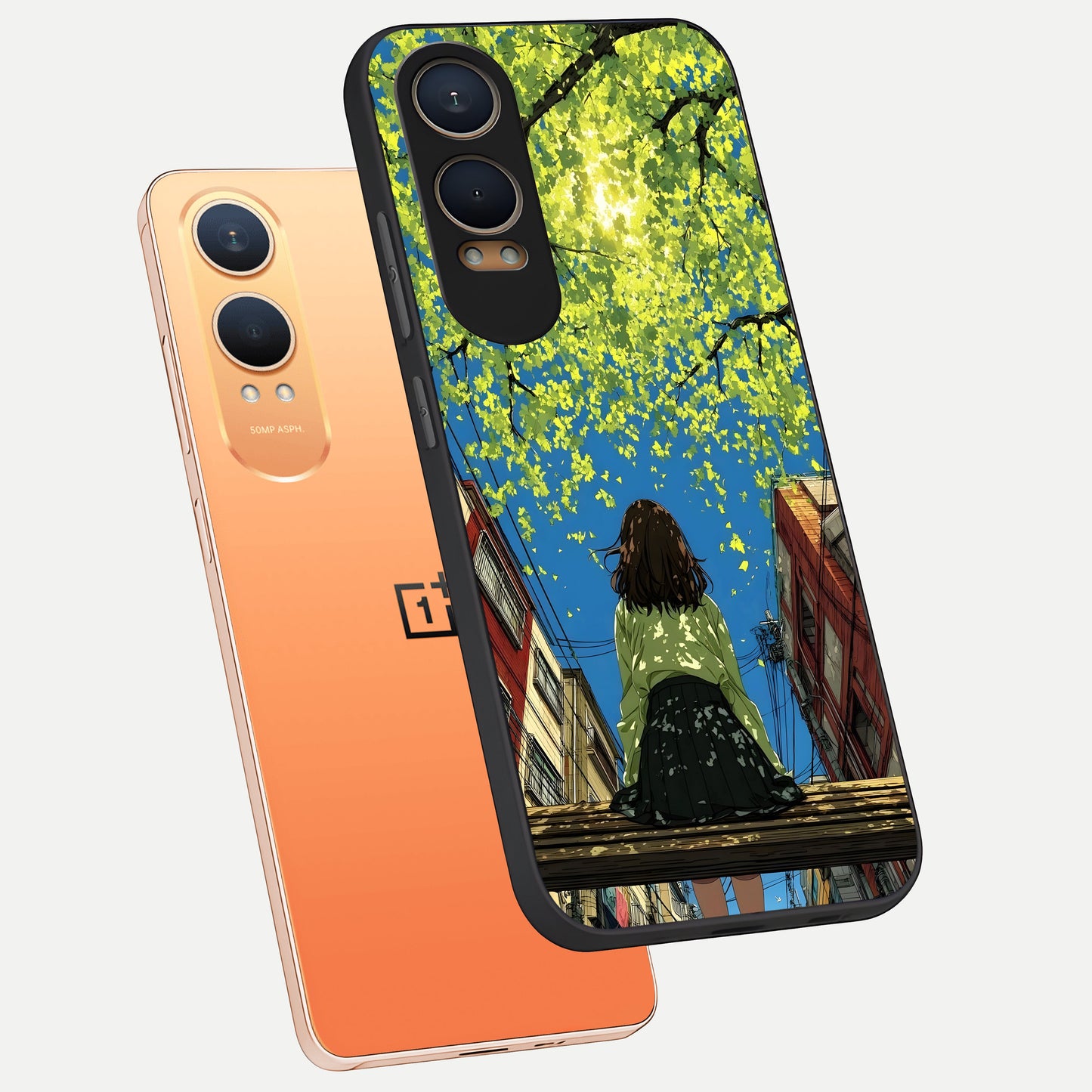  Golden Leaves Glow phone case For Oneplus Nord CE4 Lite showing premium glass back cover with detailed artwork