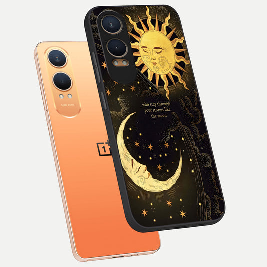  Golden Lunar Love phone case For Oneplus Nord CE4 Lite showing premium glass back cover with detailed artwork