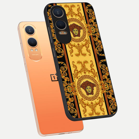  Golden Royal Heritage phone case For Oneplus Nord CE4 Lite showing premium glass back cover with detailed artwork
