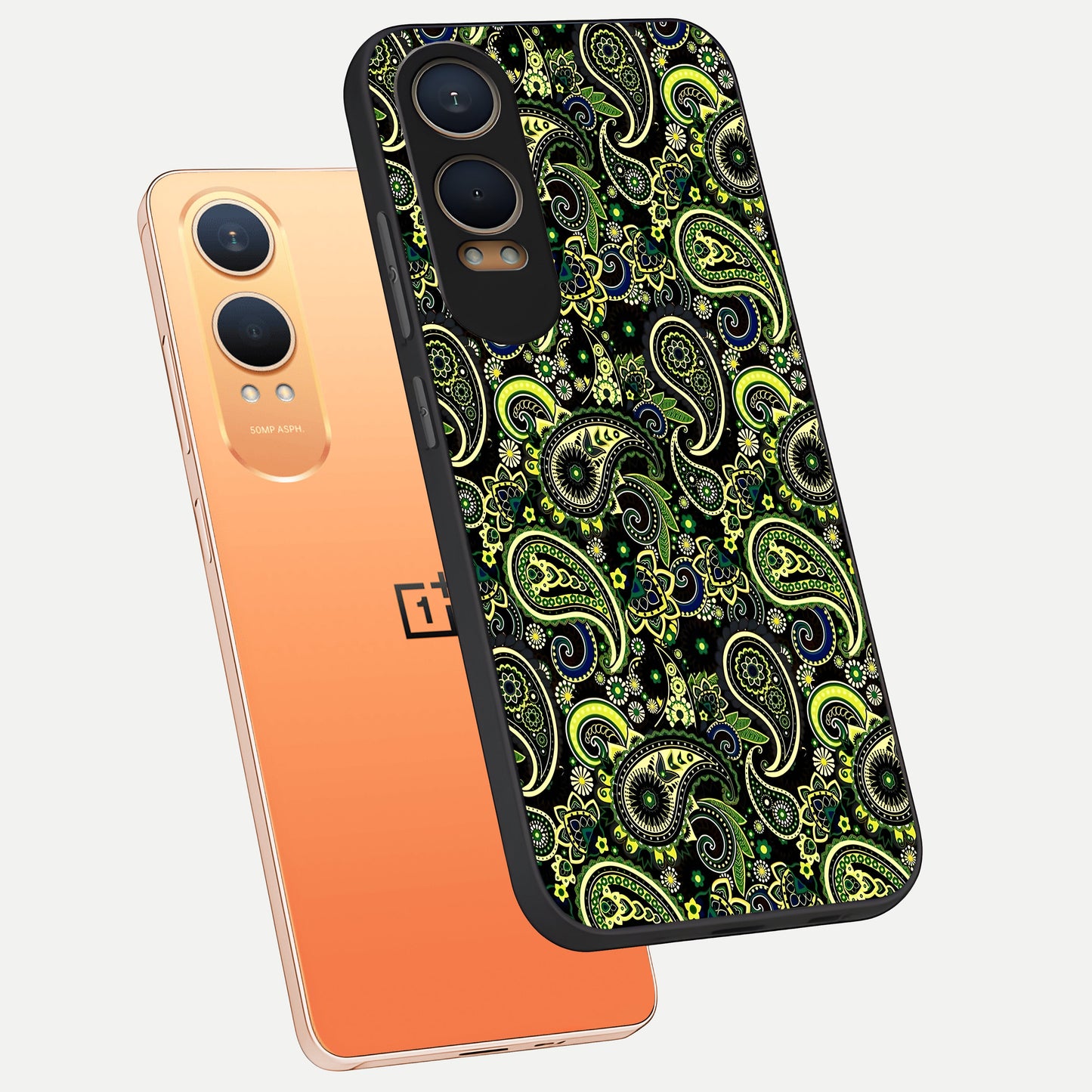  Green Lemon phone case For Oneplus Nord CE4 Lite showing premium glass back cover with detailed artwork