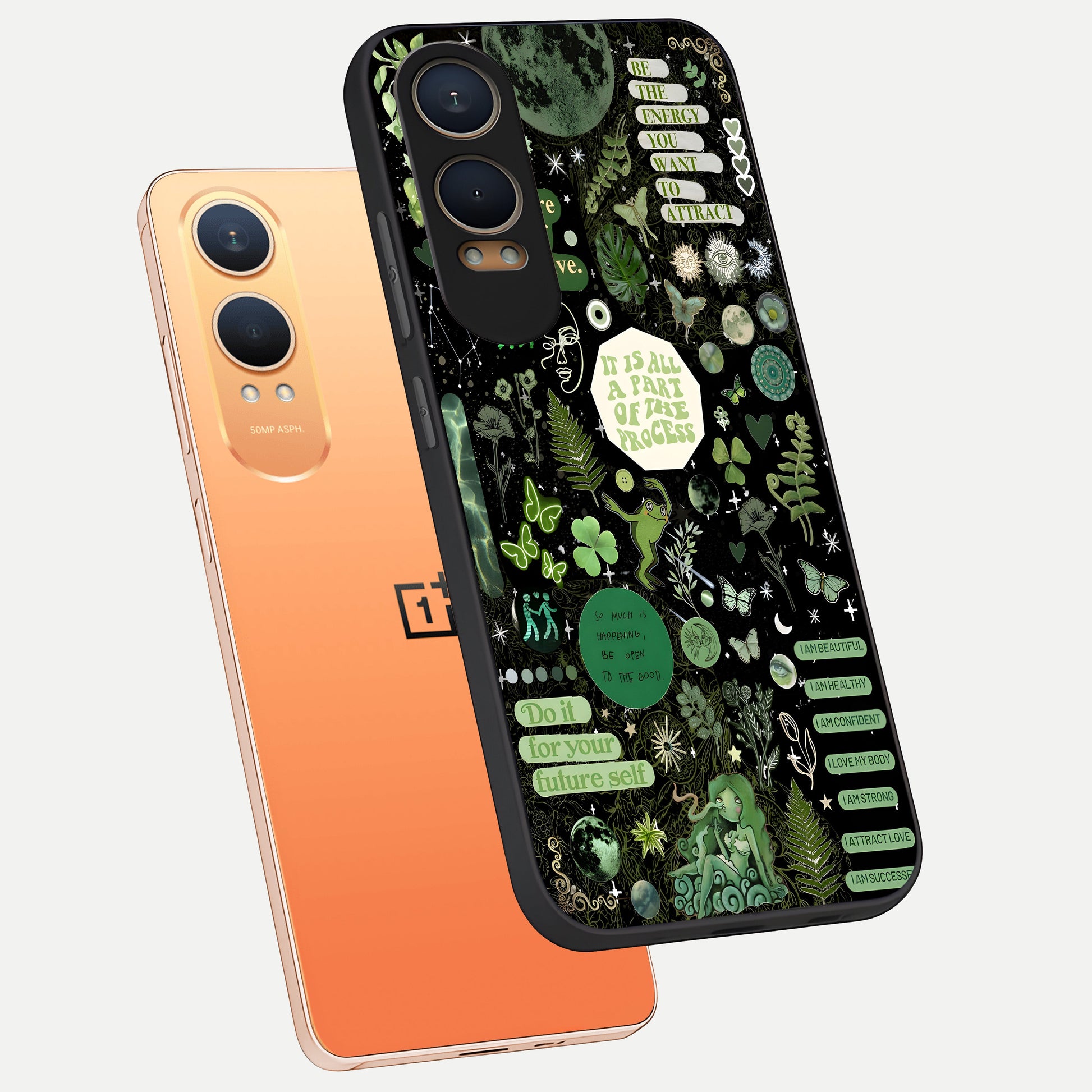  Green Mandala Pattern phone case For Oneplus Nord CE4 Lite showing premium glass back cover with detailed artwork