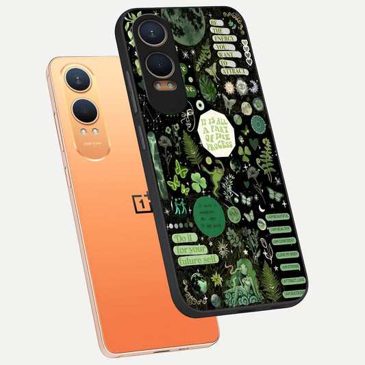  Green Mandala Pattern phone case For Oneplus Nord CE4 Lite showing premium glass back cover with detailed artwork