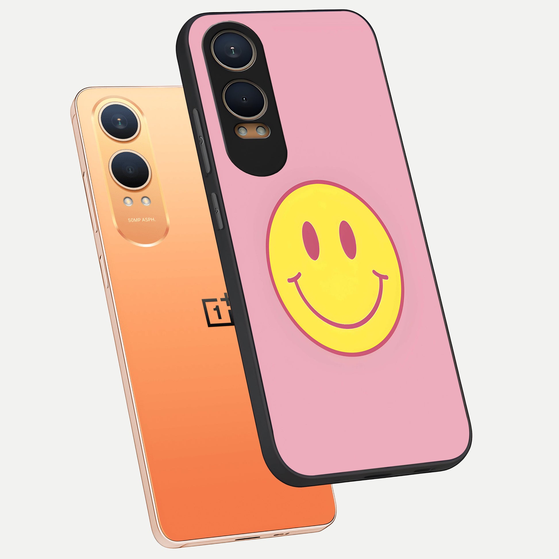  Happy Pink Mood phone case For Oneplus Nord CE4 Lite showing premium glass back cover with detailed artwork
