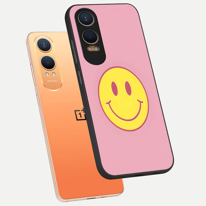  Happy Pink Mood phone case For Oneplus Nord CE4 Lite showing premium glass back cover with detailed artwork