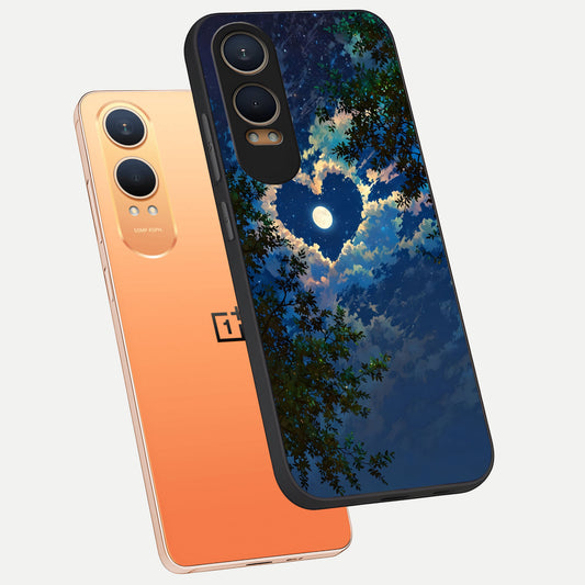  Heart With Moon Sky phone case For Oneplus Nord CE4 Lite showing premium glass back cover with detailed artwork