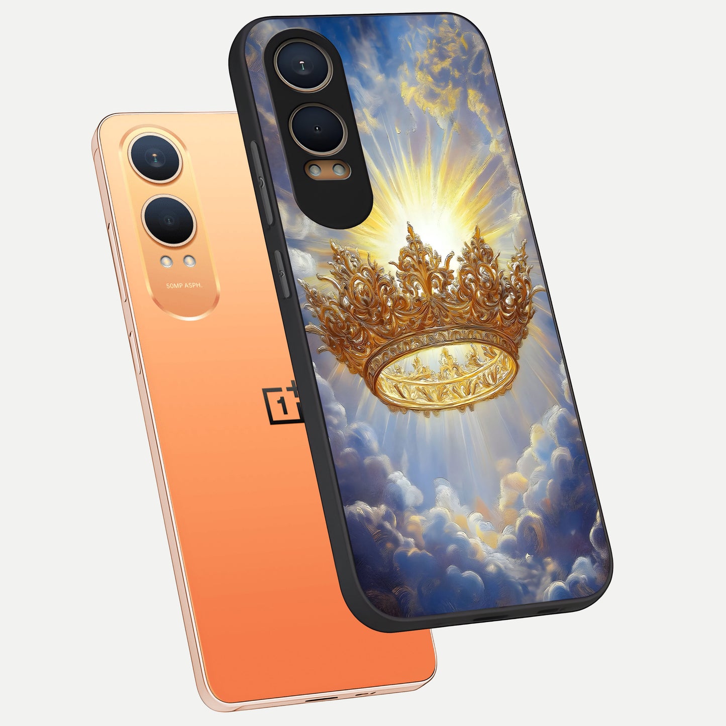  Heavenly Crown Light phone case For Oneplus Nord CE4 Lite showing premium glass back cover with detailed artwork