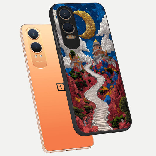  Heavenly Moon Path phone case For Oneplus Nord CE4 Lite showing premium glass back cover with detailed artwork