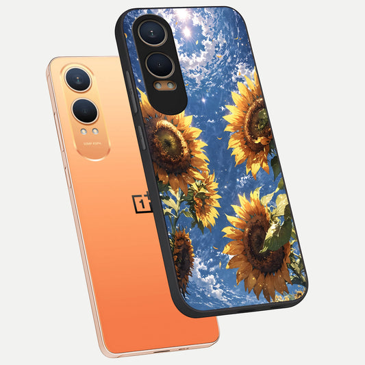  Heavenly Sunflower Rise phone case For Oneplus Nord CE4 Lite showing premium glass back cover with detailed artwork