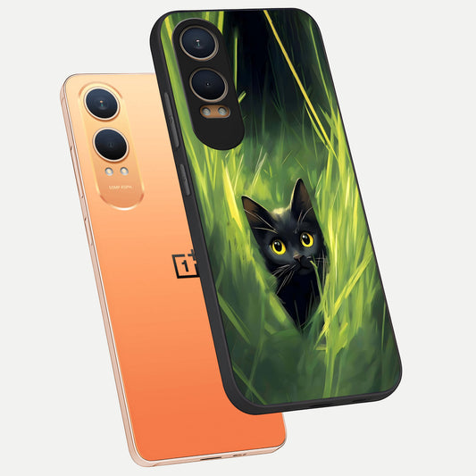  Hidden Cat Whisper phone case For Oneplus Nord CE4 Lite showing premium glass back cover with detailed artwork
