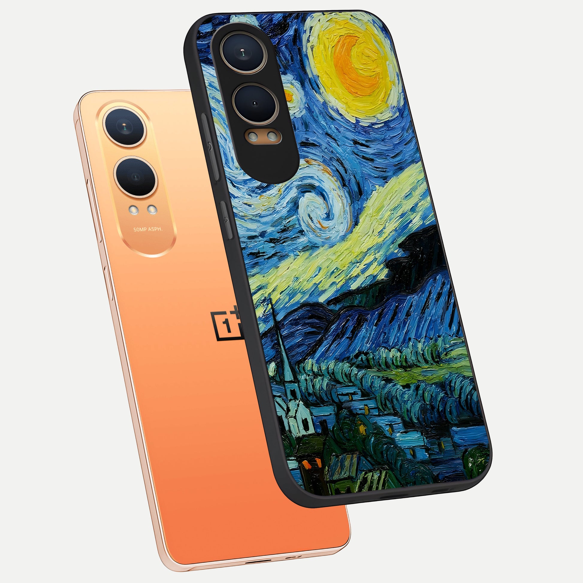  Inspired Van Gogh Art phone case For Oneplus Nord CE4 Lite showing premium glass back cover with detailed artwork