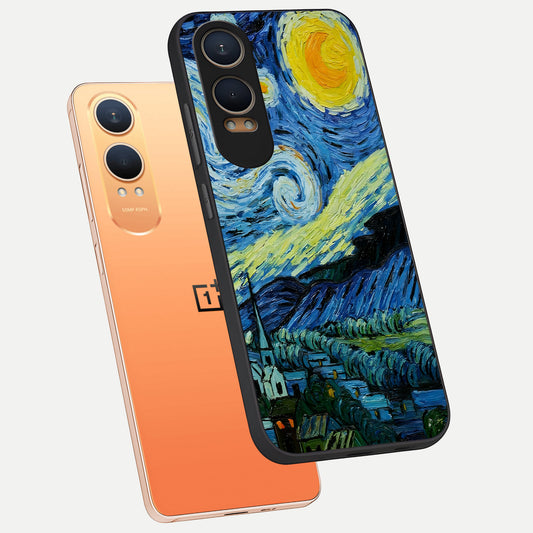  Inspired Van Gogh Art phone case For Oneplus Nord CE4 Lite showing premium glass back cover with detailed artwork