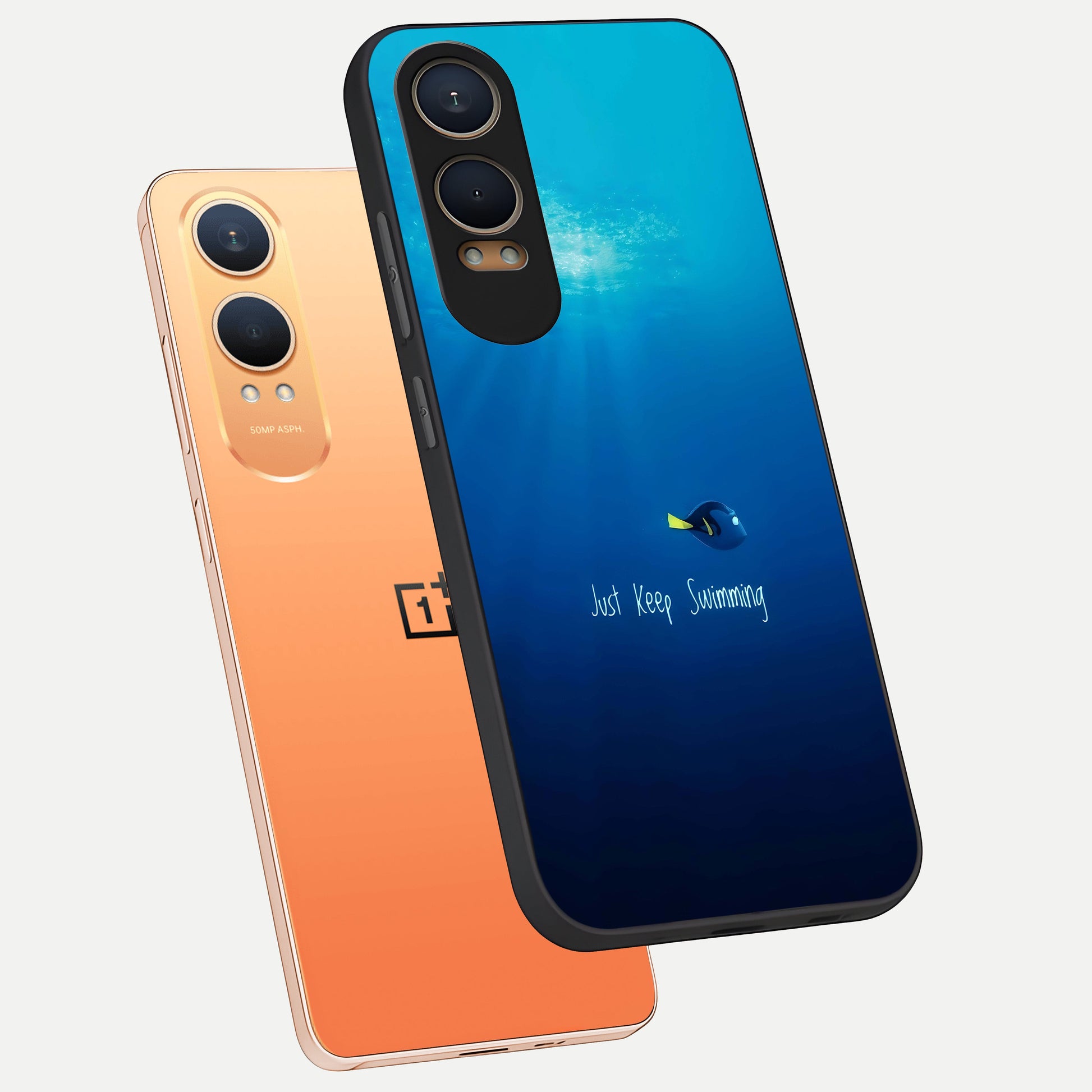  Just Keep Swimming phone case For Oneplus Nord CE4 Lite showing premium glass back cover with detailed artwork