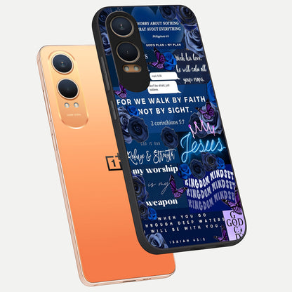  Kingdom Faith Glow phone case For Oneplus Nord CE4 Lite showing premium glass back cover with detailed artwork