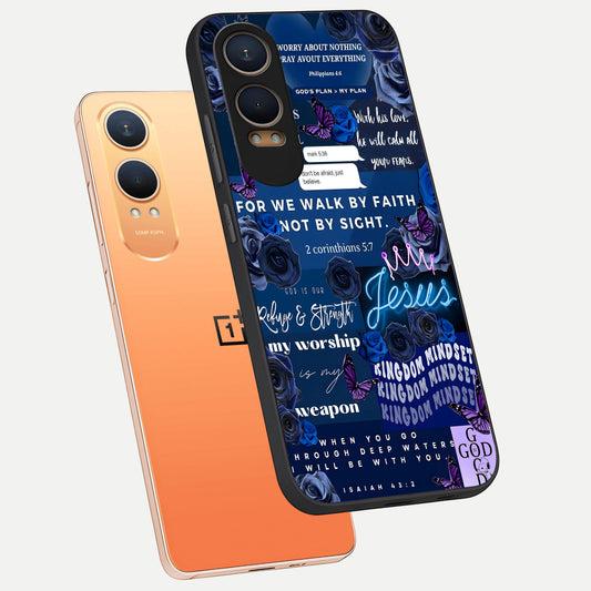  Kingdom Faith Glow phone case For Oneplus Nord CE4 Lite showing premium glass back cover with detailed artwork