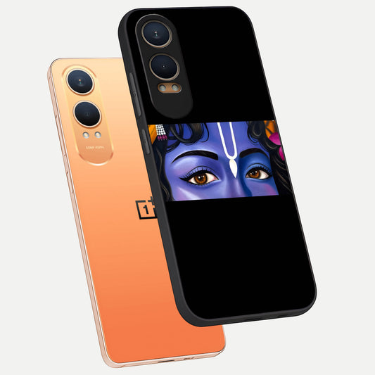  Krishna Eye phone case For Oneplus Nord CE4 Lite showing premium glass back cover with detailed artwork