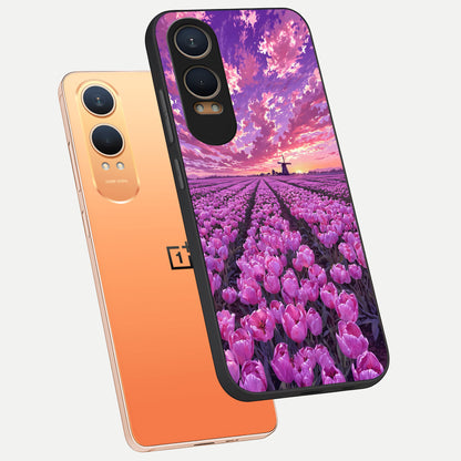  Lavender Dream Skies phone case For Oneplus Nord CE4 Lite showing premium glass back cover with detailed artwork