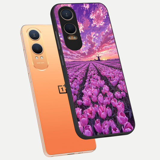  Lavender Dream Skies phone case For Oneplus Nord CE4 Lite showing premium glass back cover with detailed artwork