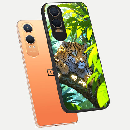  Leopard in Jungle phone case For Oneplus Nord CE4 Lite showing premium glass back cover with detailed artwork