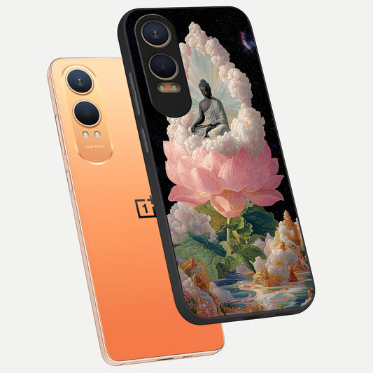  Lotus Divine Peace phone case For Oneplus Nord CE4 Lite showing premium glass back cover with detailed artwork