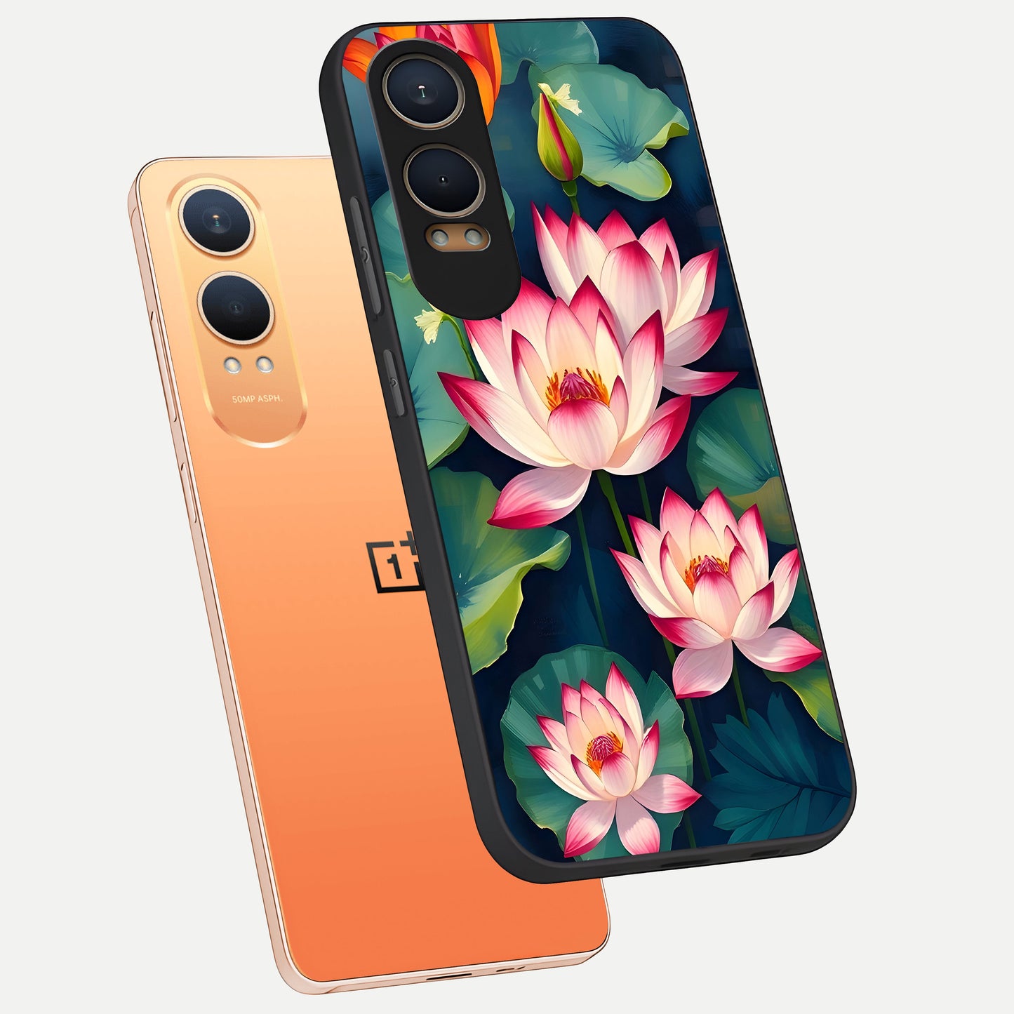  Lotus Dream Serenity phone case For Oneplus Nord CE4 Lite showing premium glass back cover with detailed artwork