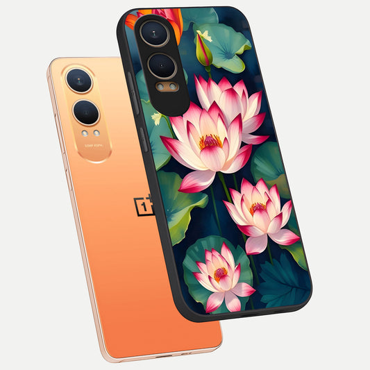  Lotus Dream Serenity phone case For Oneplus Nord CE4 Lite showing premium glass back cover with detailed artwork