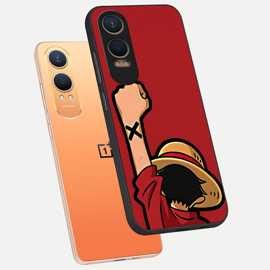  Luffy X Spirit phone case For Oneplus Nord CE4 Lite showing premium glass back cover with detailed artwork