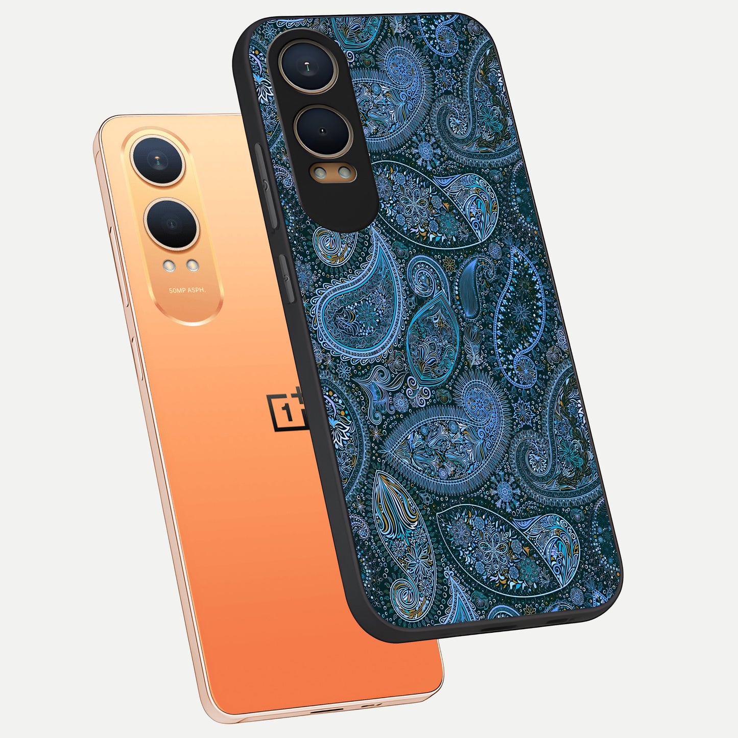  Midnight Paisley Glow phone case For Oneplus Nord CE4 Lite showing premium glass back cover with detailed artwork
