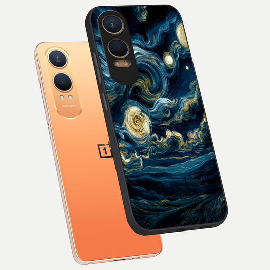  Midnight Sky Whirl phone case For Oneplus Nord CE4 Lite showing premium glass back cover with detailed artwork